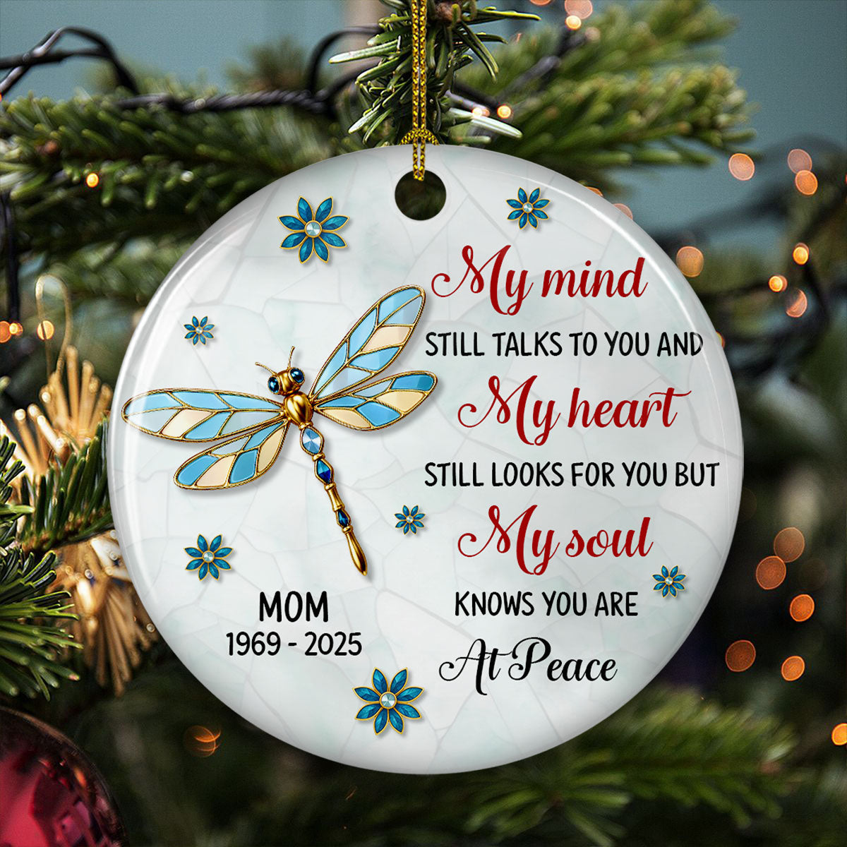 My Soul Knows You Are At Peace - Personalized Custom 3D Inflated Effect Ceramic Ornament