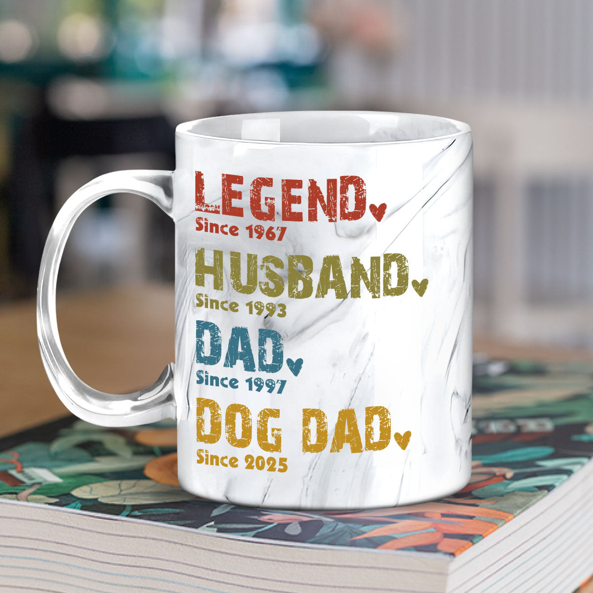 Legend, Husband, Dad, Grandpa - Personalized Custom Grey Marble Mug