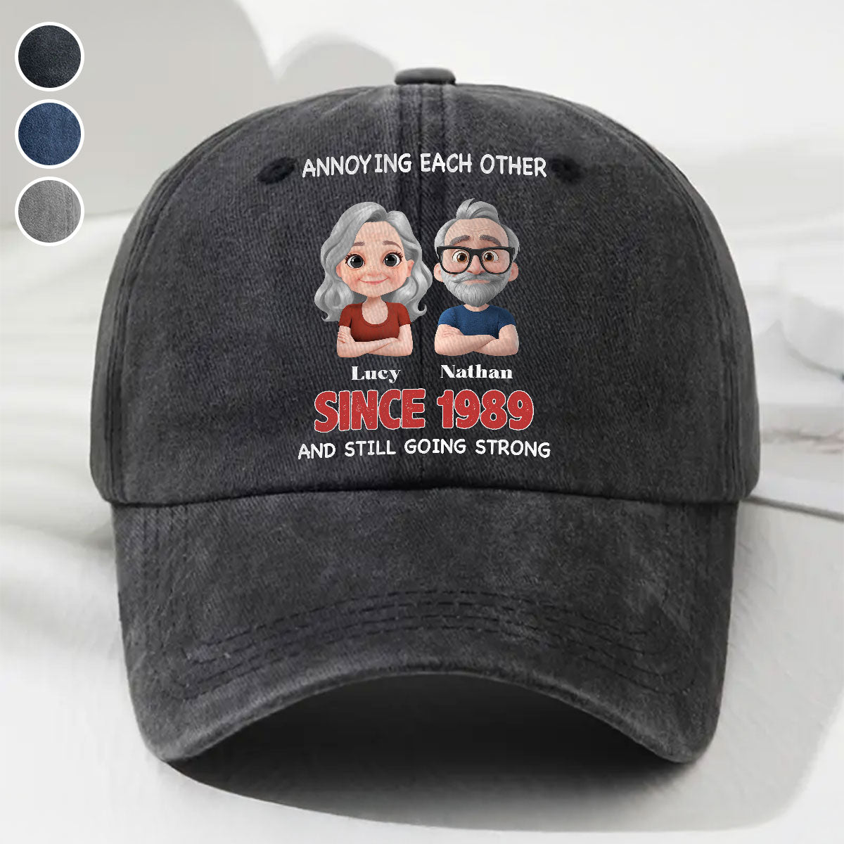 Together Forever - Personalized Custom Vintage Washed Denim Cap