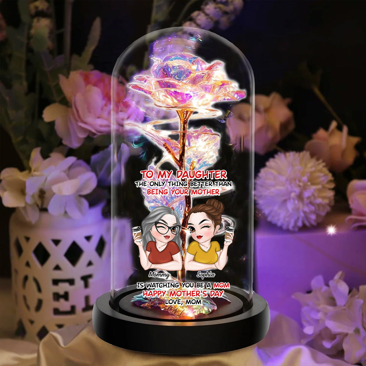 Watching You Be A Mom - Personalized Custom Sparkly Rose