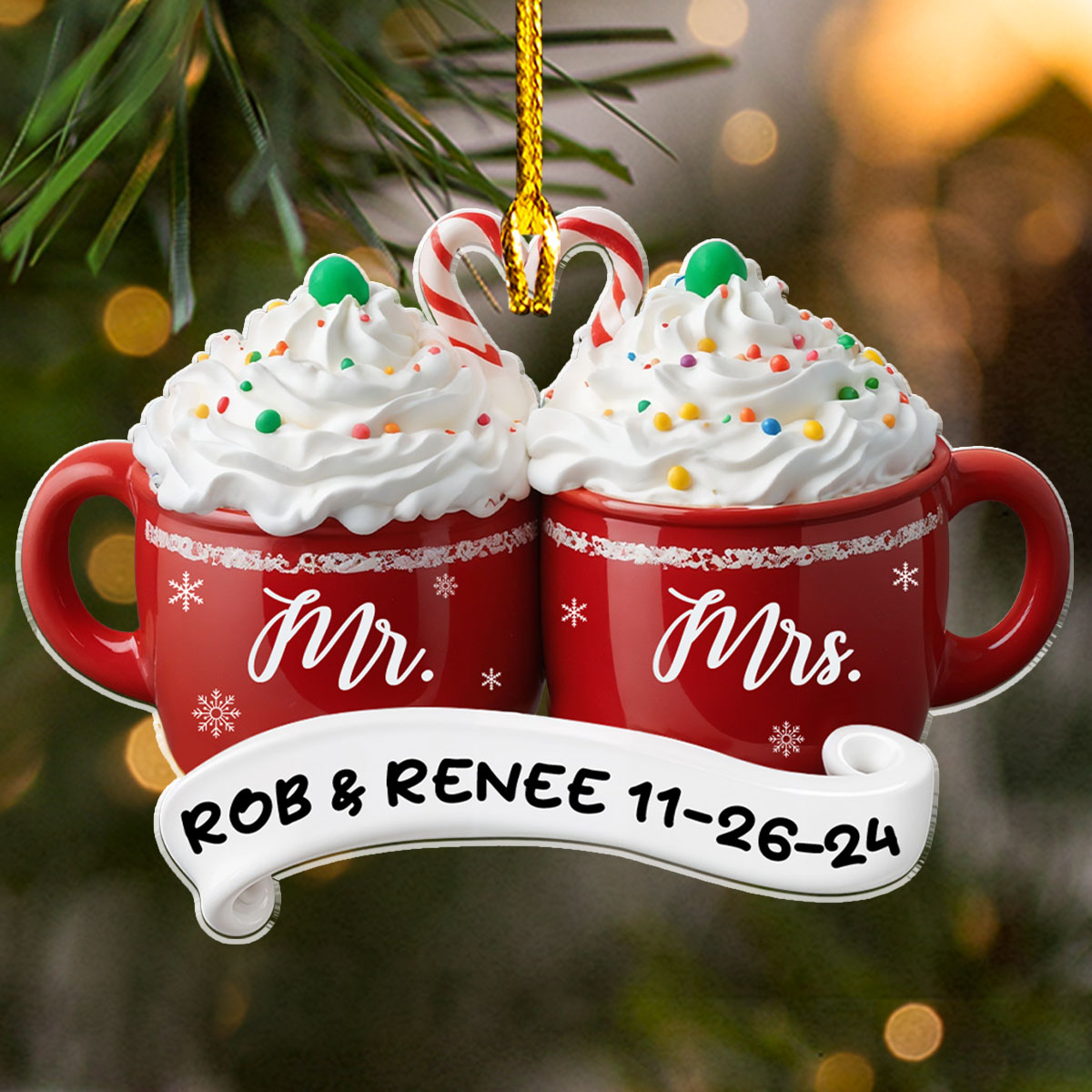 Happy Mr And Mrs - Personalized Custom Acrylic Ornament