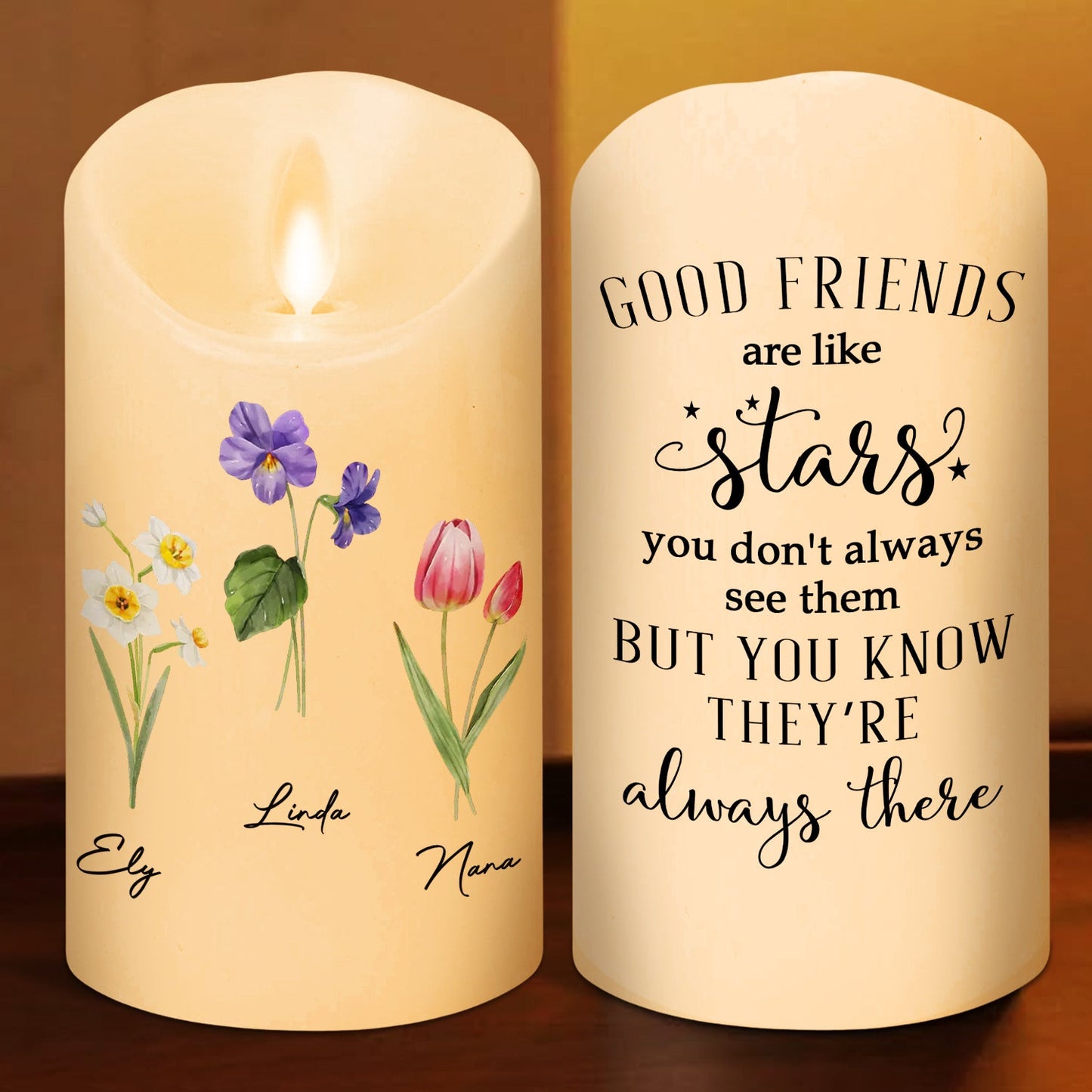 Friends Like Stars - Personalized Custom LED Candle