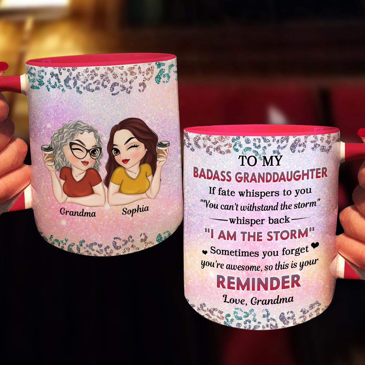 From Mom To Badass Daughter - Personalized Custom Accent Mug