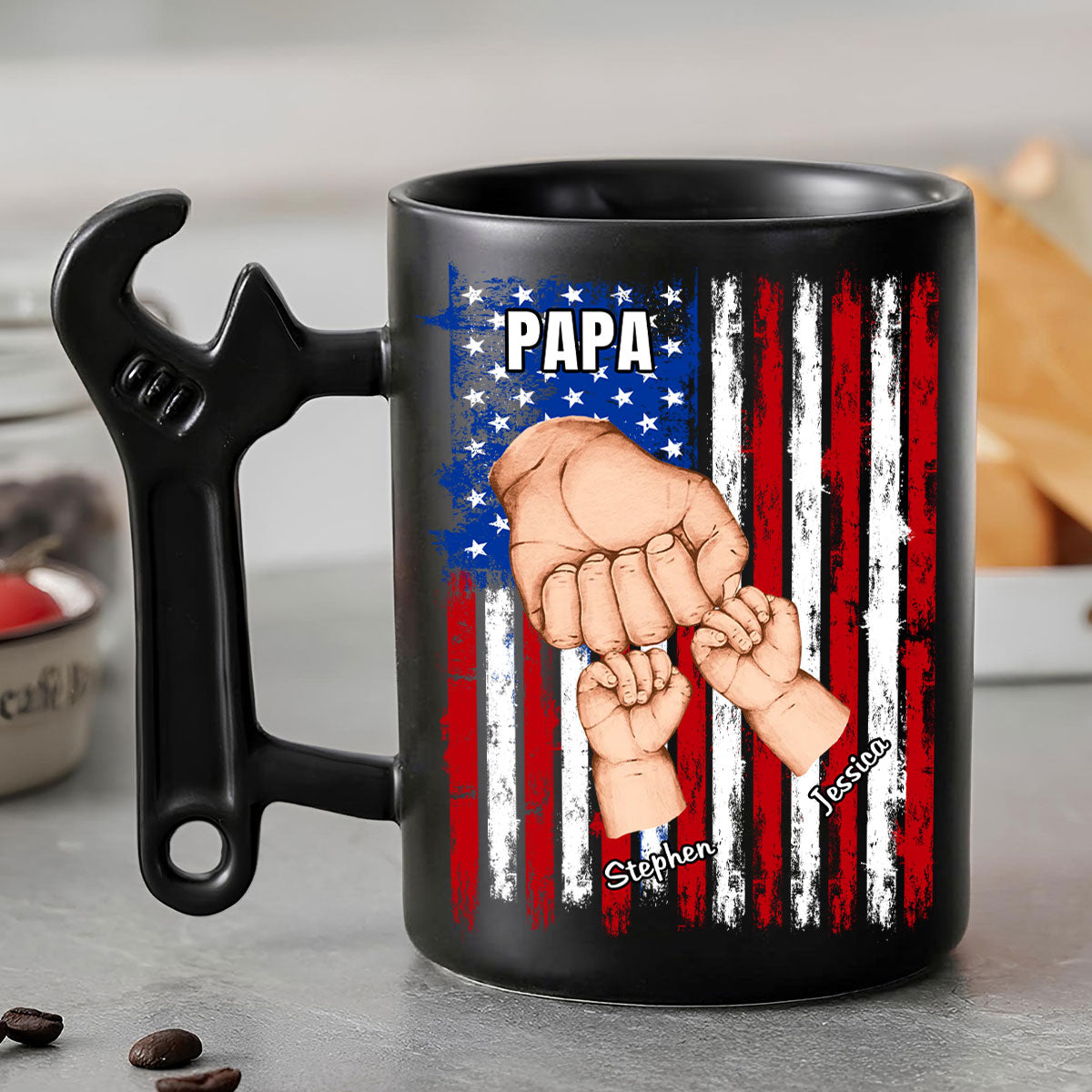 Fist Bump With Grandpa â€?Personalized Custom Wrench Handle Mug