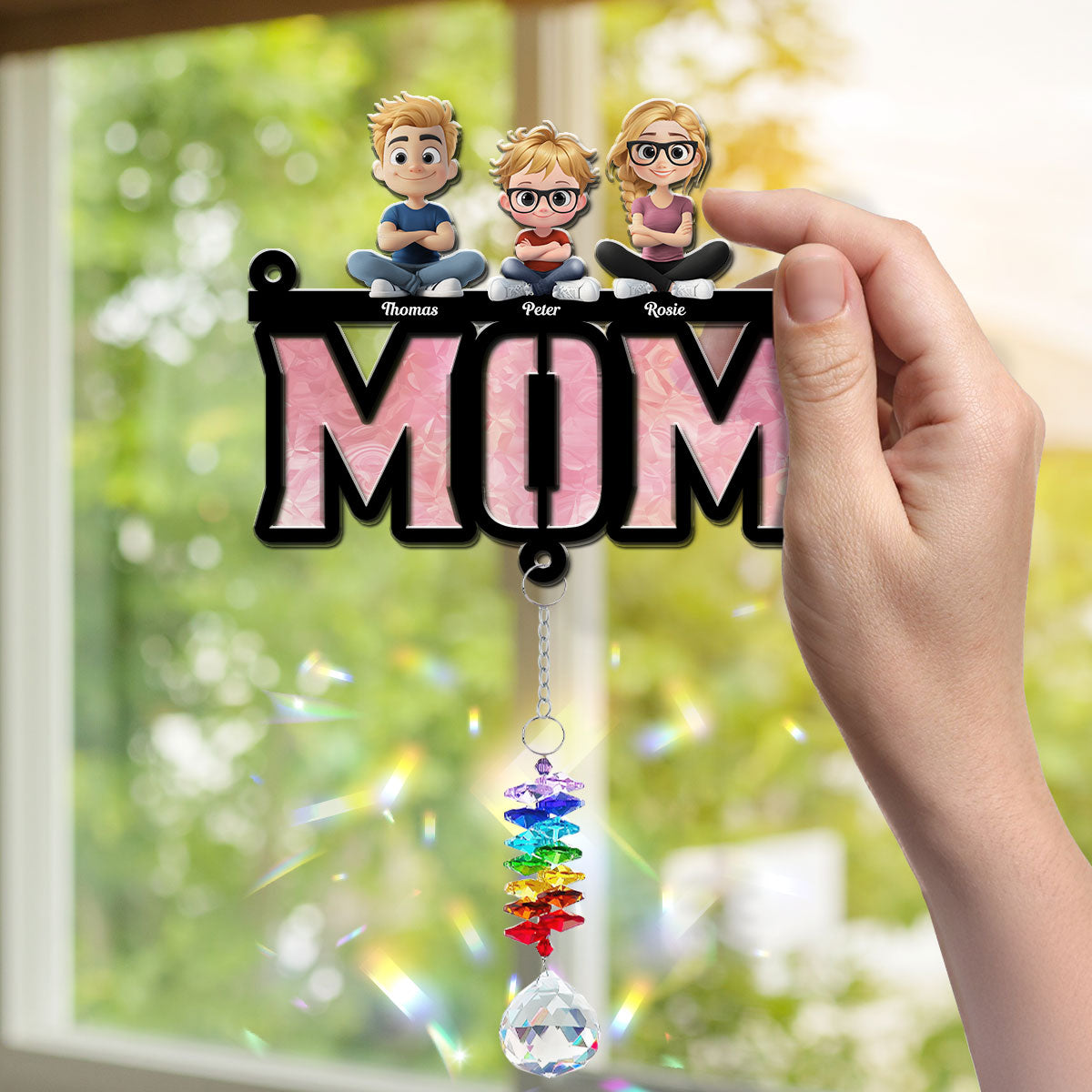 Mother Is Our Sunshine - Personalized Custom Suncatcher With Crystal Rainbow Charm
