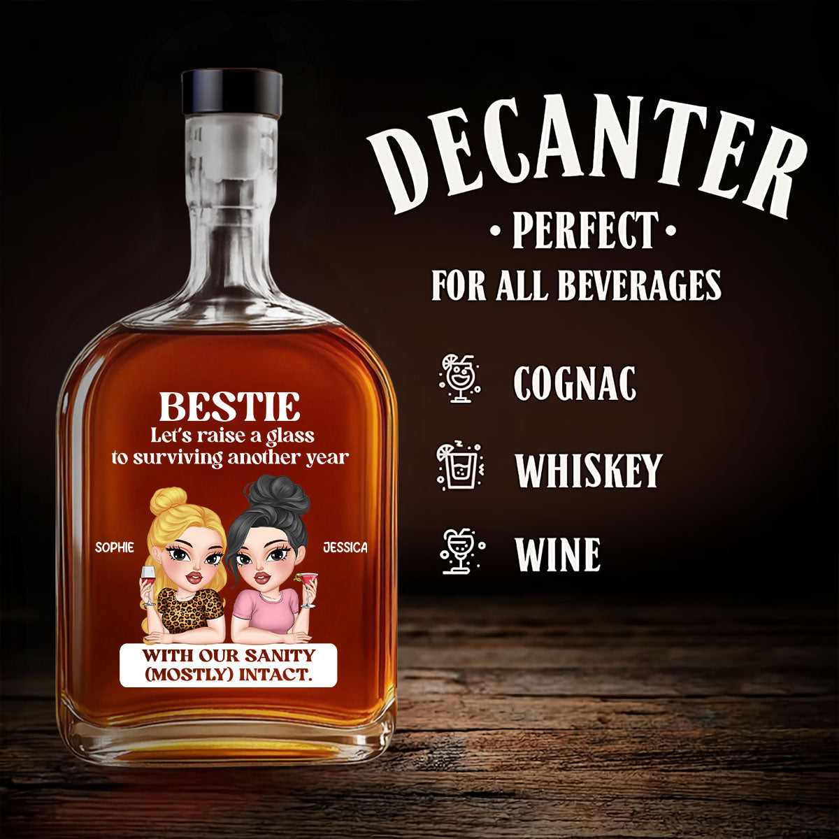 Surviving Another Year - Personalized Custom Spirits Decanter