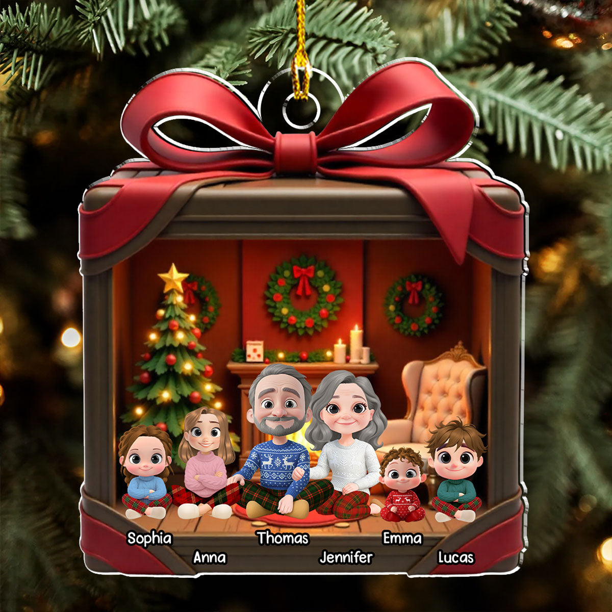 Wrapped With Love - Personalized Custom 3D Effect Acrylic Ornament