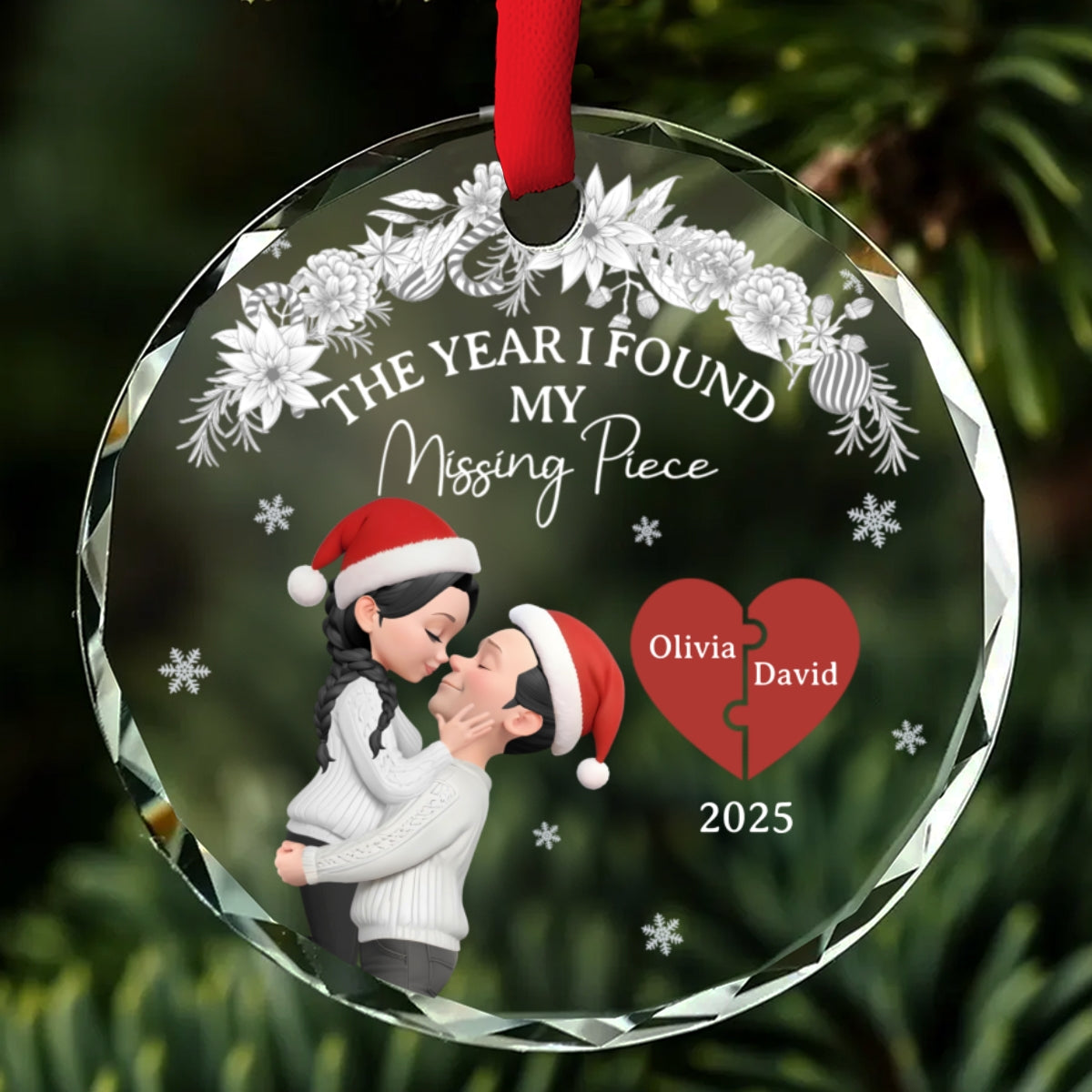 The Year We Found Together - Personalized Custom Glass Ornament