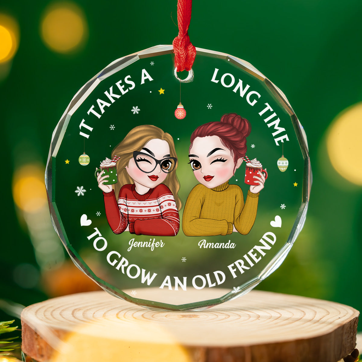 Lets Be Friends Until We Are Old - Personalized Custom Glass Ornament