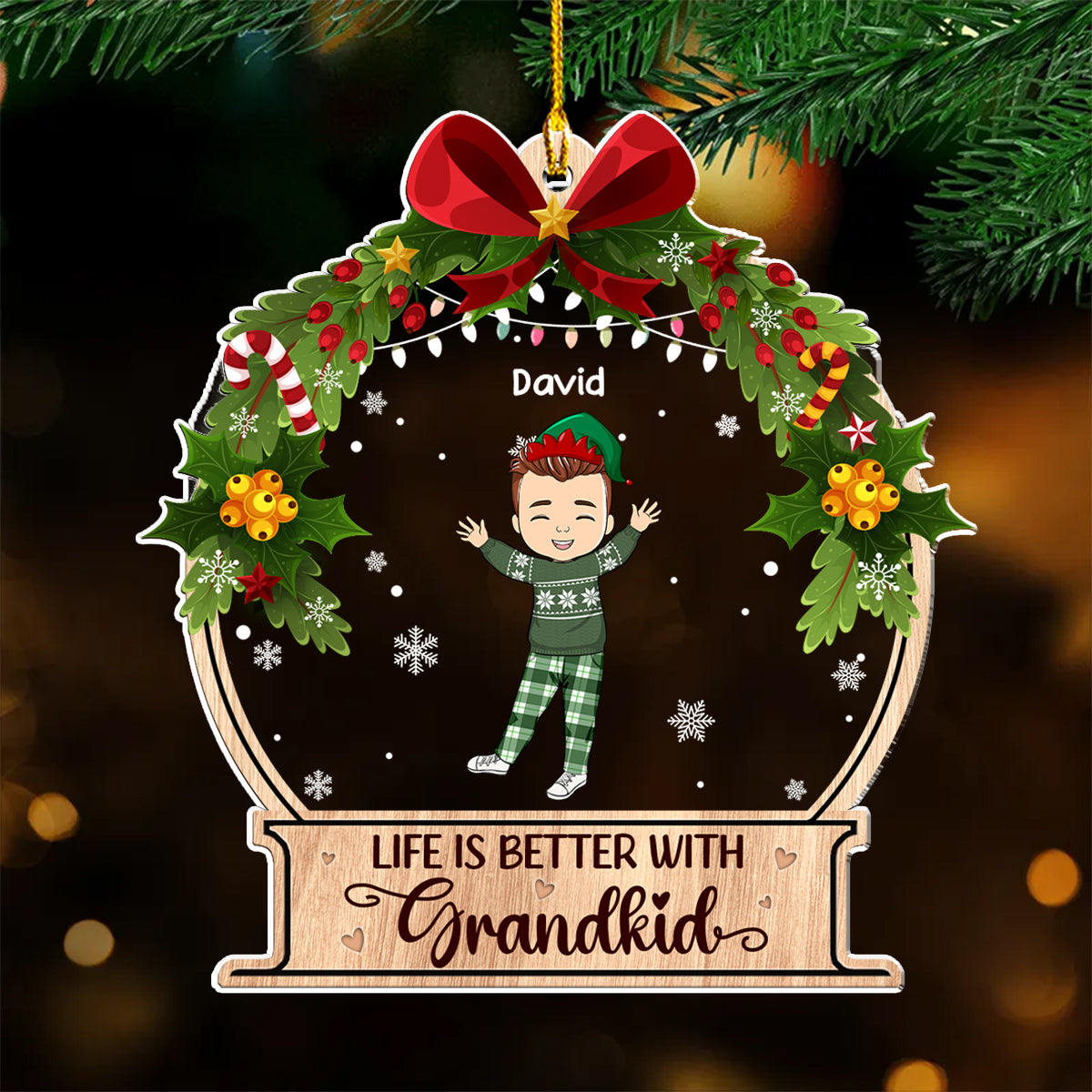 Life Is Better With Grandkids - Personalized Custom Acrylic Ornament