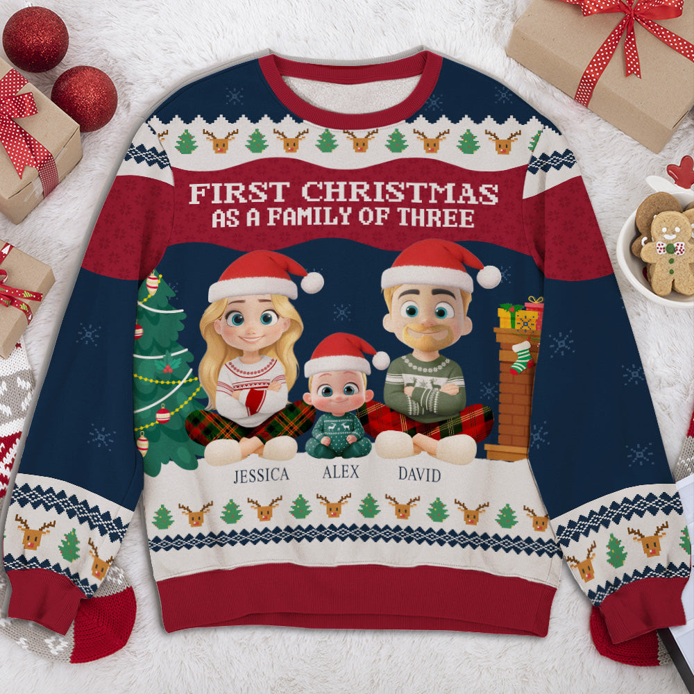 Our First Christmas - Personalized Custom All-Over-Print Sweatshirt