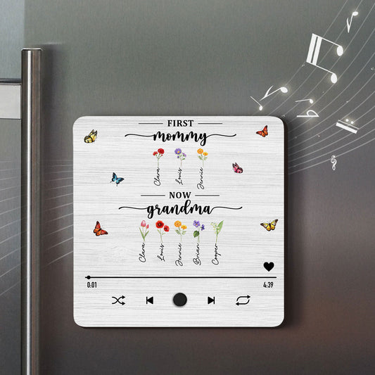 Flower Birth Month Garden Grandma - Personalized Custom Music Fridge Magnet