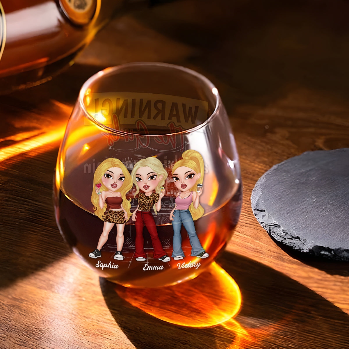 Warning The Girls Are Drinking Again - Personalized Custom Wine Glass