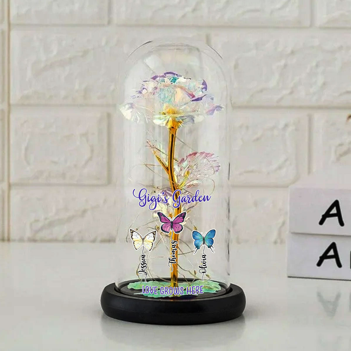 Love Grows Here - Personalized Custom Sparkly Rose