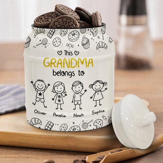 Grandpa Belongs To - Personalized Custom Ceramic Jar