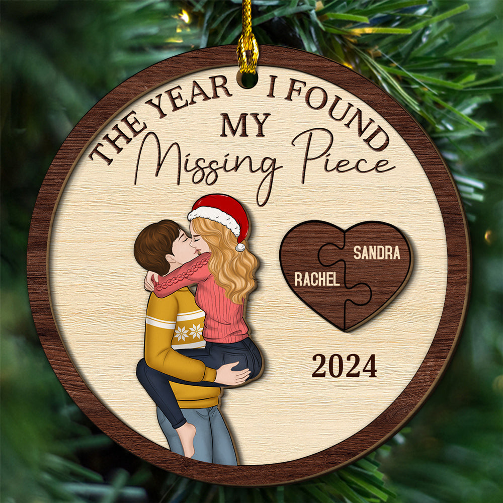 The Year I Found My Missing Piece Same Gender - Personalized Custom Freeshape 2-Layered Wood Ornament