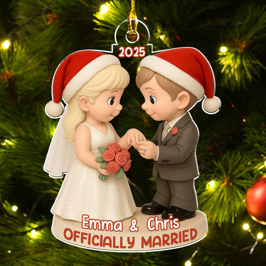 Officially Married - Personalized Custom 3D Effect Acrylic Ornament