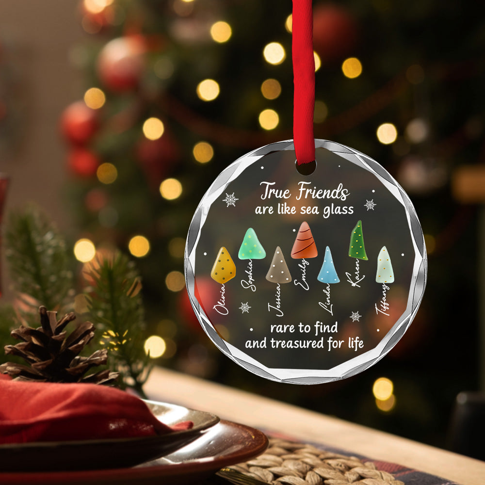 True Friend Are Like Sea Glass - Personalized Custom Glass Ornament
