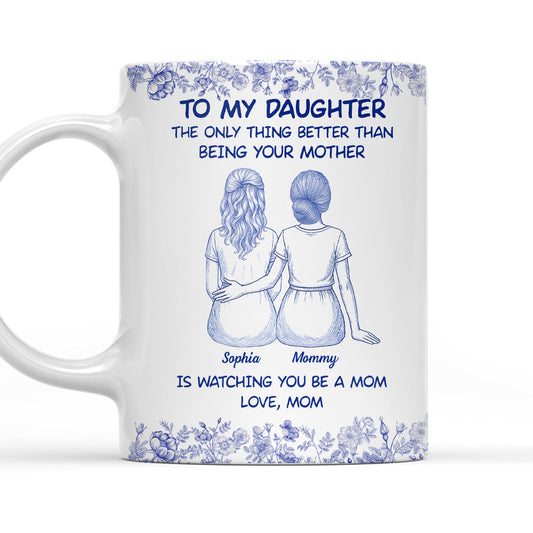 To My Daughter Cartoonize Blue Toile - Personalized Custom Coffee Mug