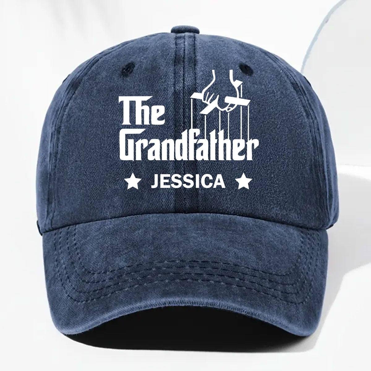 The Grandfather - Personalized Custom Vintage Washed Denim Cap