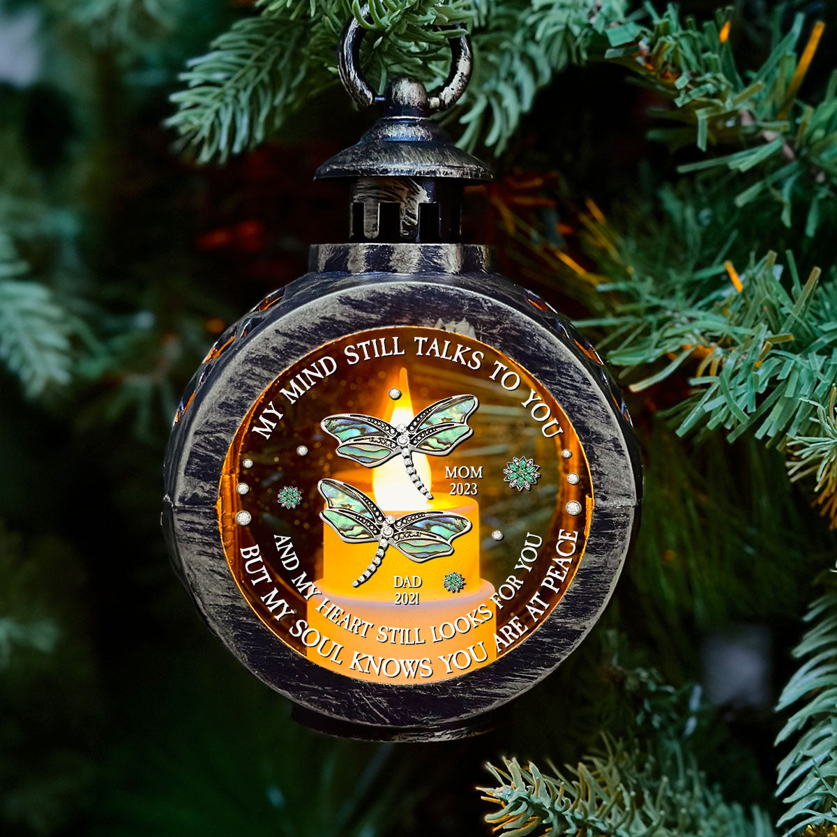 Dragonfly My Mind My Heart My Soul - Personalized Custom Christmas Lantern