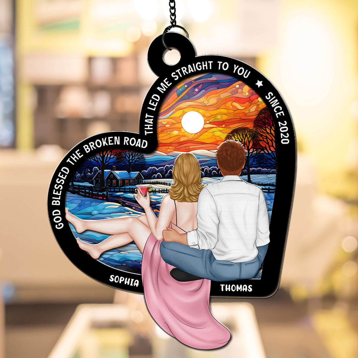 God Blessed The Broken Road - Personalized Custom Suncatcher