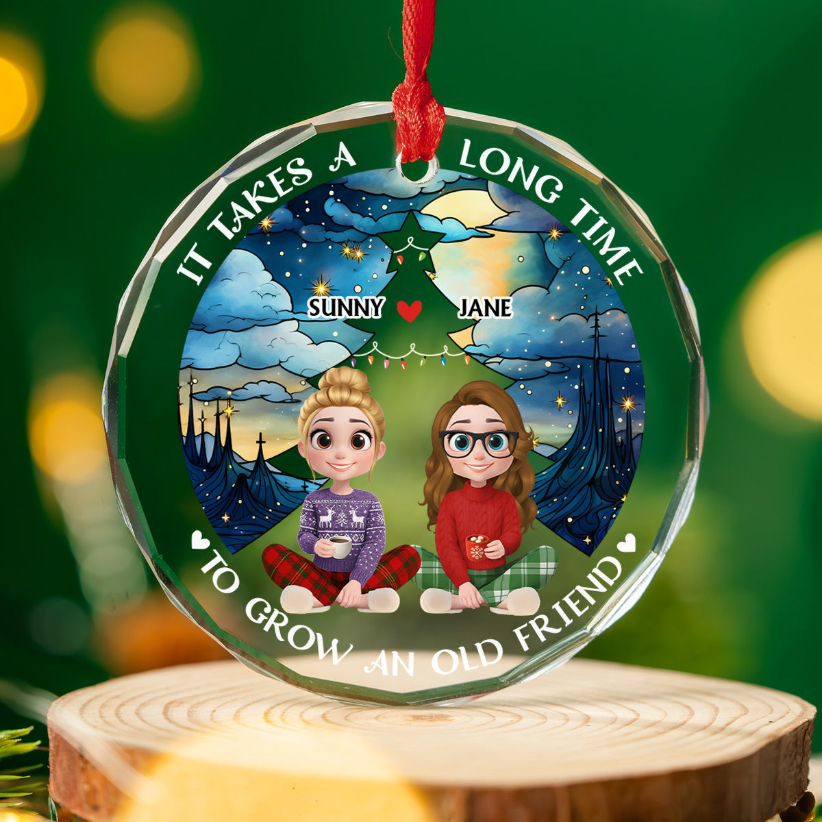 New Year Old Bestie - Personalized Custom Glass Ornament