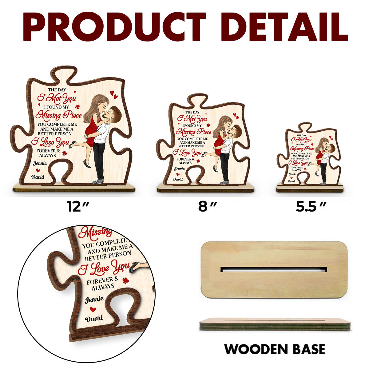 The Day I Met You - Personalized Custom 2-Layer Wood Plaque With Flat Base