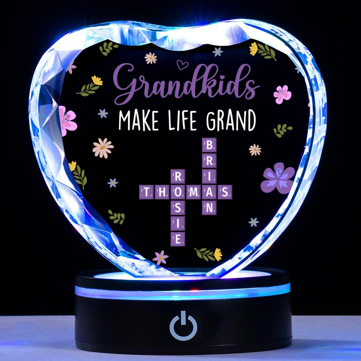 Grandkids Make Life Grand Crossword - Personalized Custom Crystal Led Light