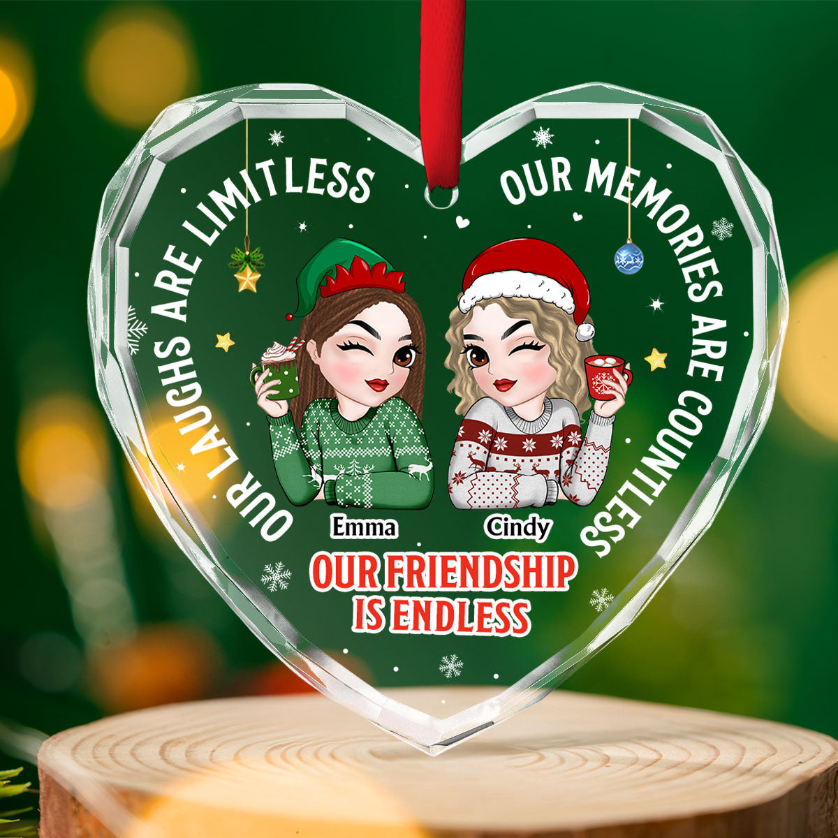 Besties Forever - Personalized Custom Glass Ornament
