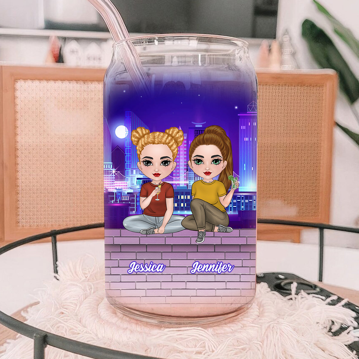 Congrats On Being My Bestie - Personalized Custom Glass Can