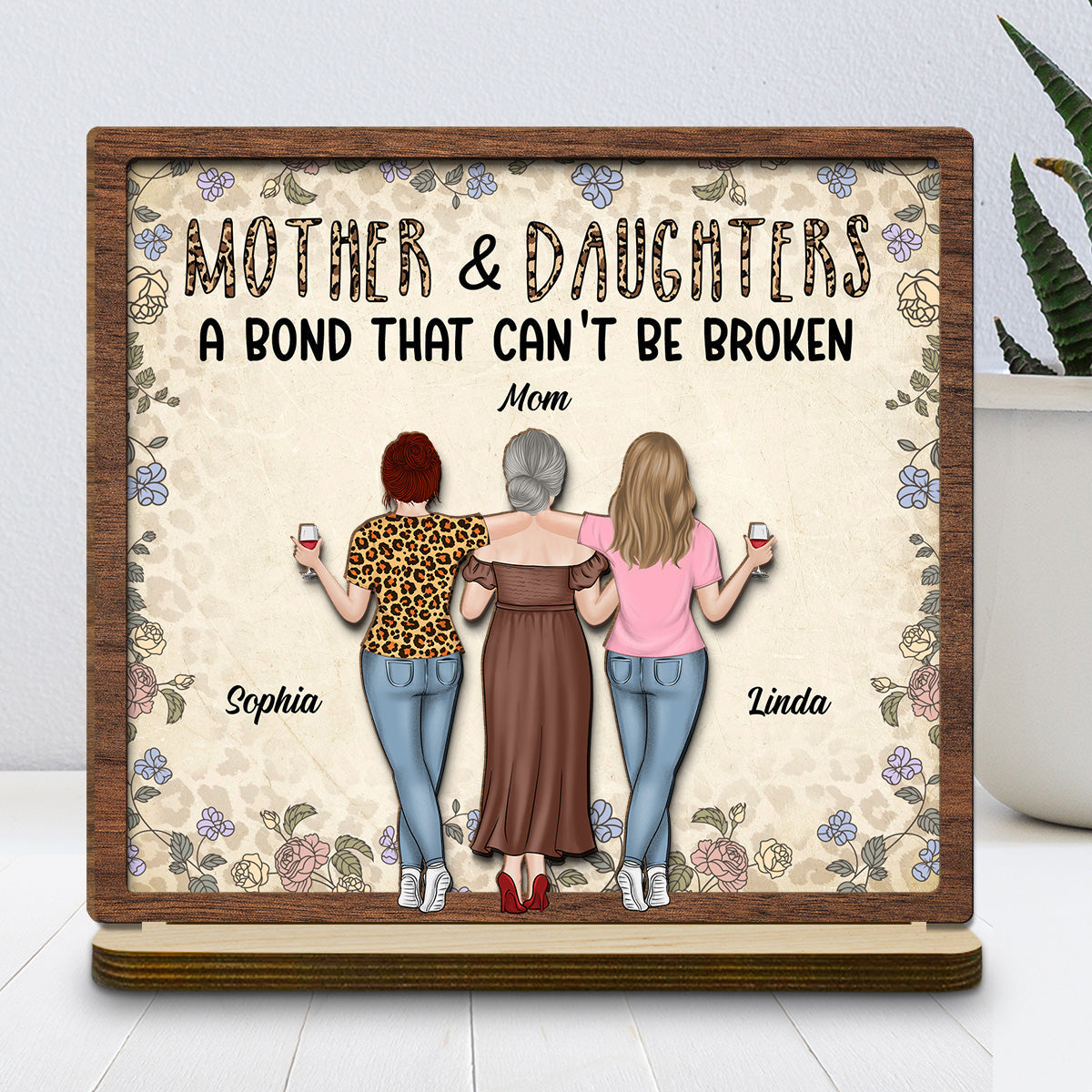Lovely Daughters - Personalized Custom 2-Layer Wood Plaque With Flat Base