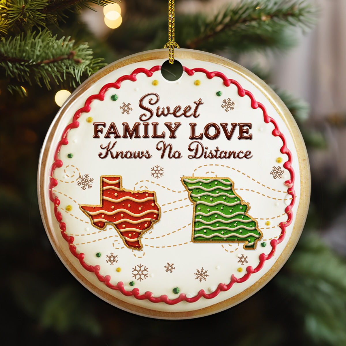 Sweet Family Love - Personalized Custom 3D Effect Ceramic Ornament