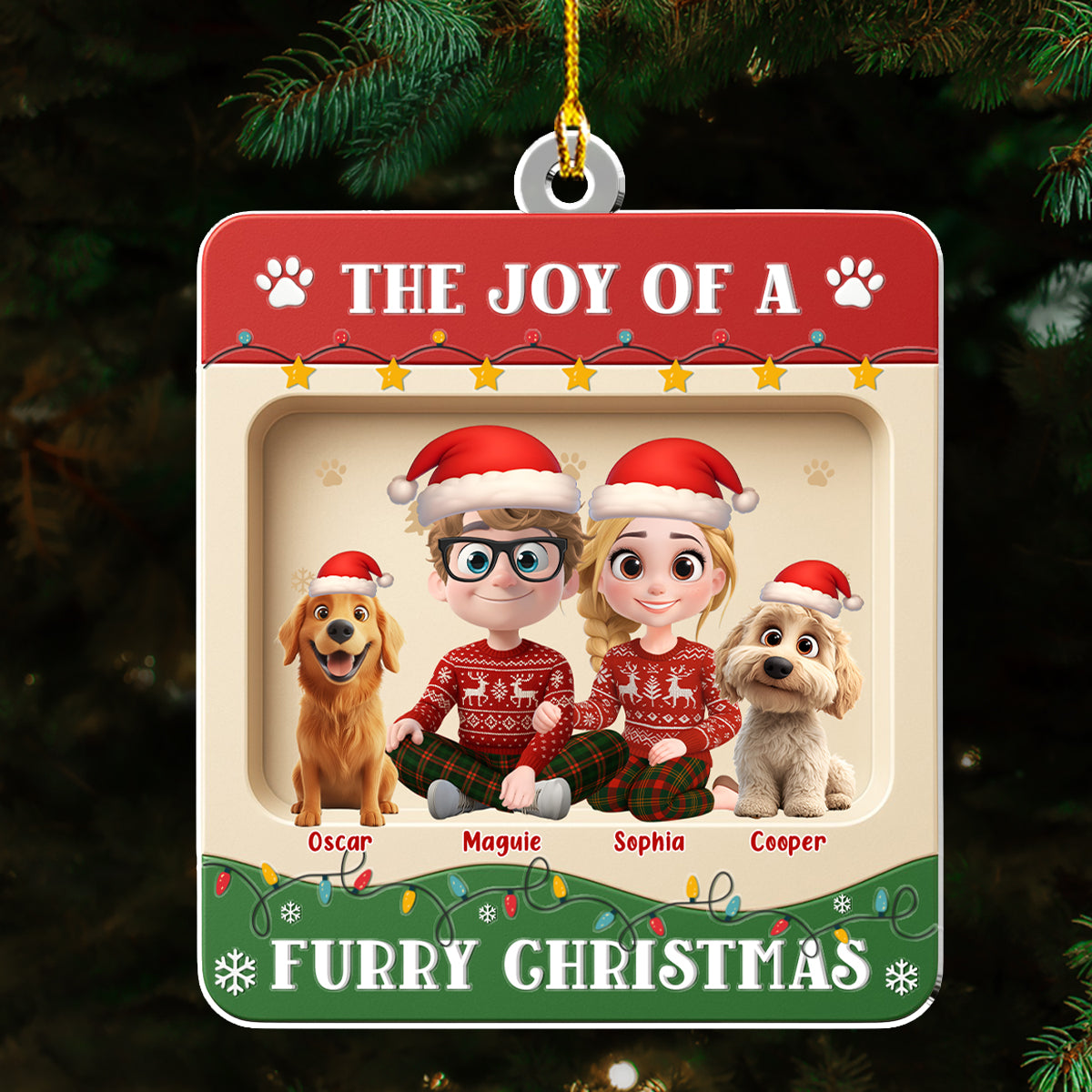 Furry Christmas - Personalized Custom 3D Effect Acrylic Ornament