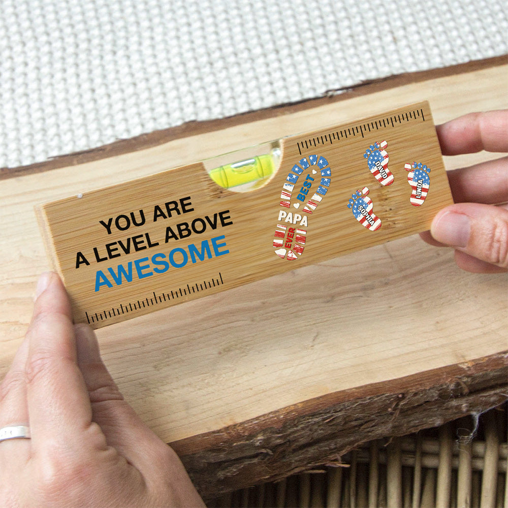The Power Of Dad Comes From Love - Personalized Custom Wooden Spirit Level Bottle Opener