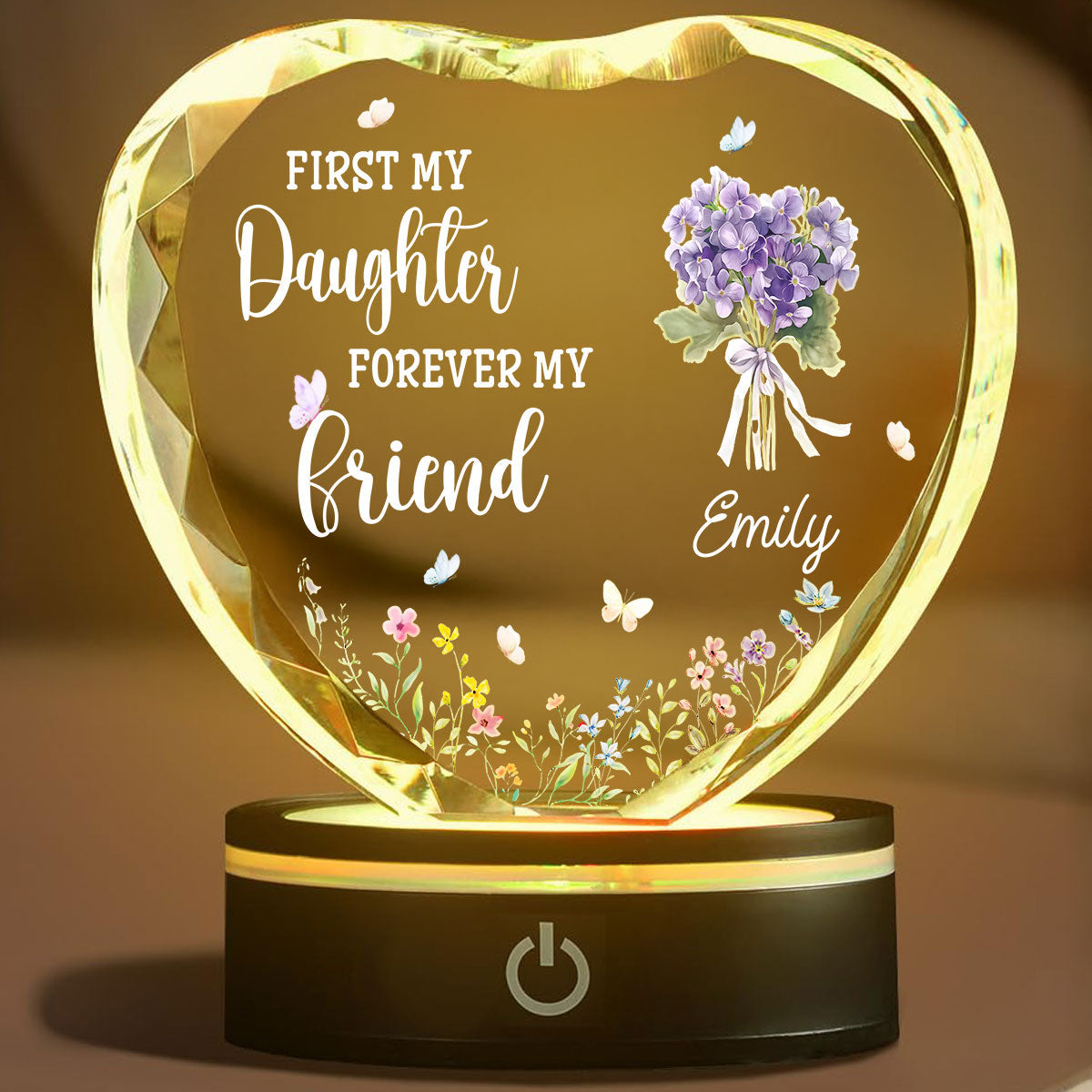 First My Daughter Forever My Friend - Personalized Custom Crystal Led Light