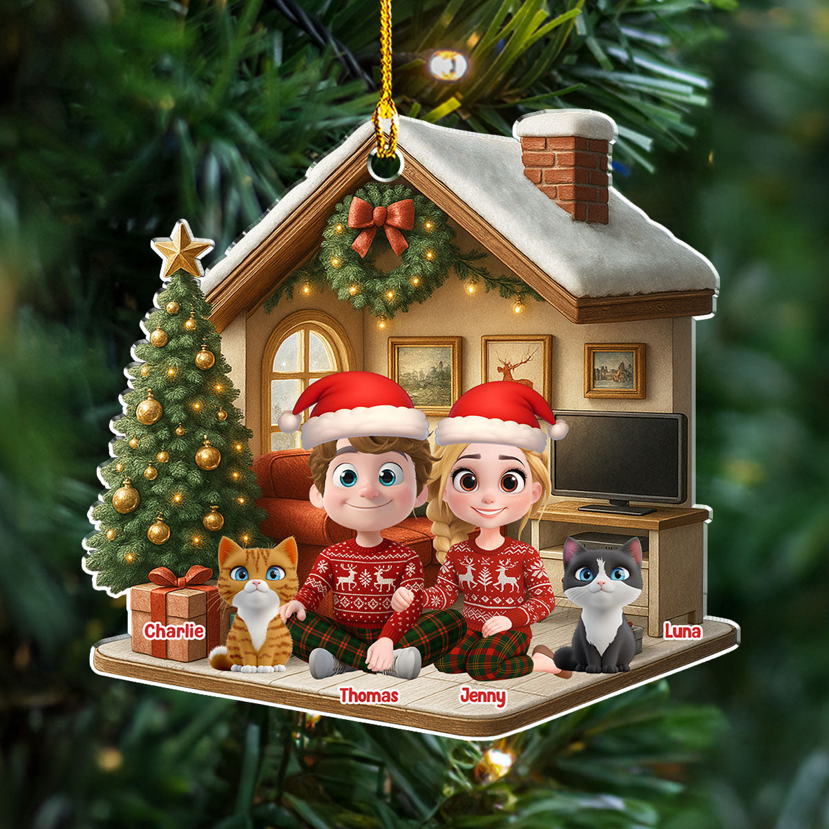 Under One Roof With Cats - Personalized Custom 3D Effect Acrylic Ornament