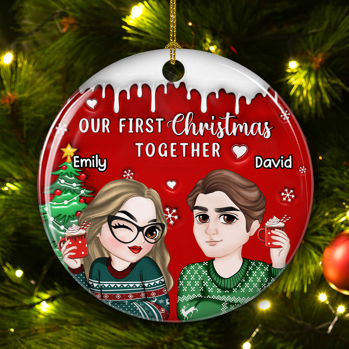 I Found You - Personalized Custom 3D Inflated Effect Ceramic Ornament