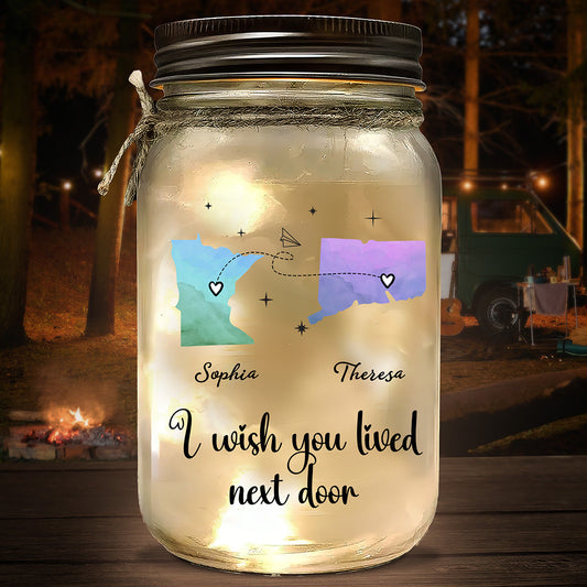 I Wish We Lived Closer - Personalized Custom Mason Jar Light