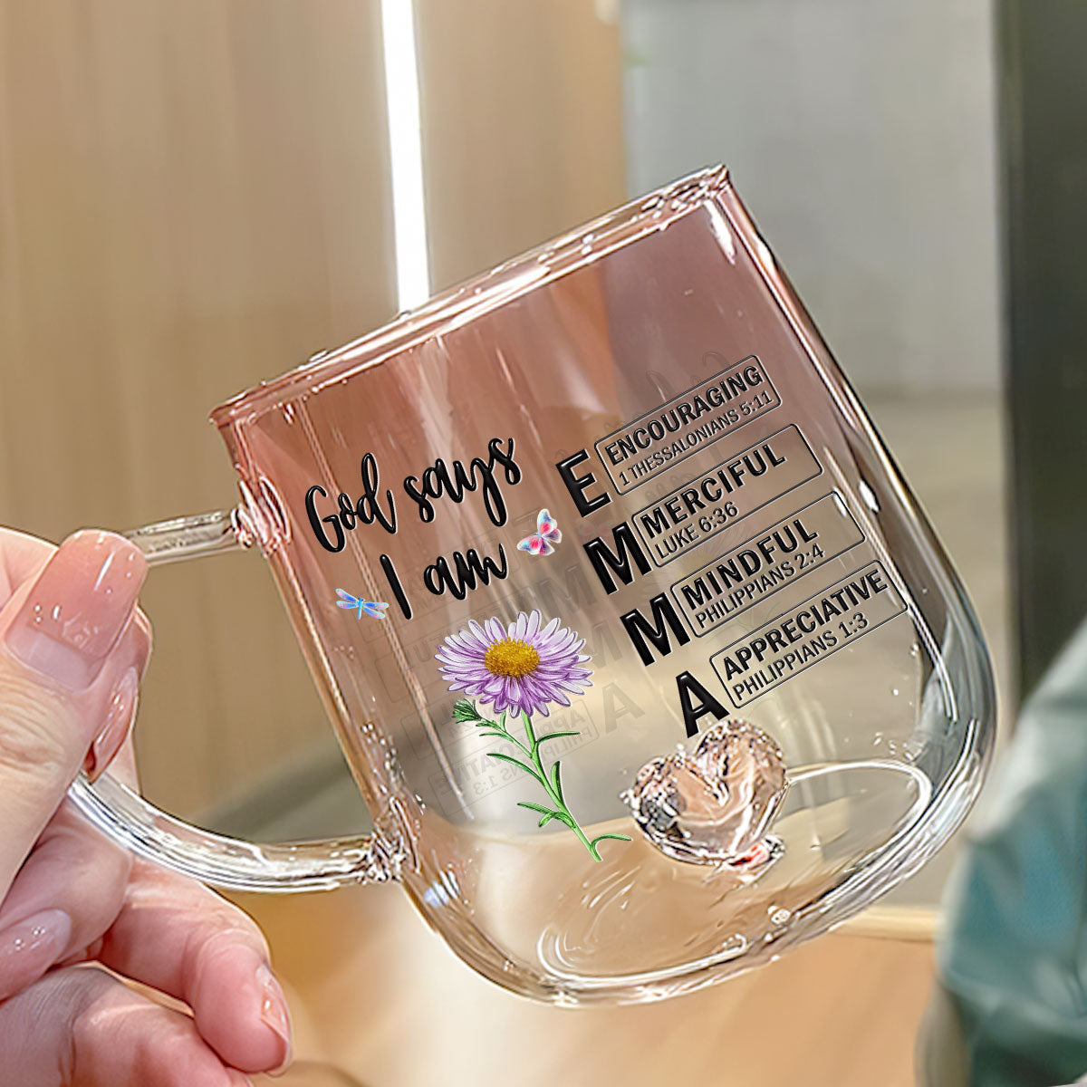 God Say I Am - Personalized Custom Pink Gradient Glass Mug
