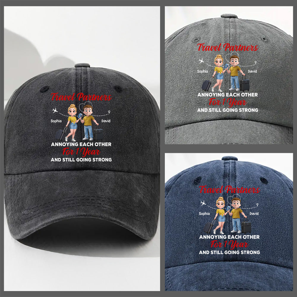 Travel Partners - Personalized Custom Vintage Washed Denim Cap