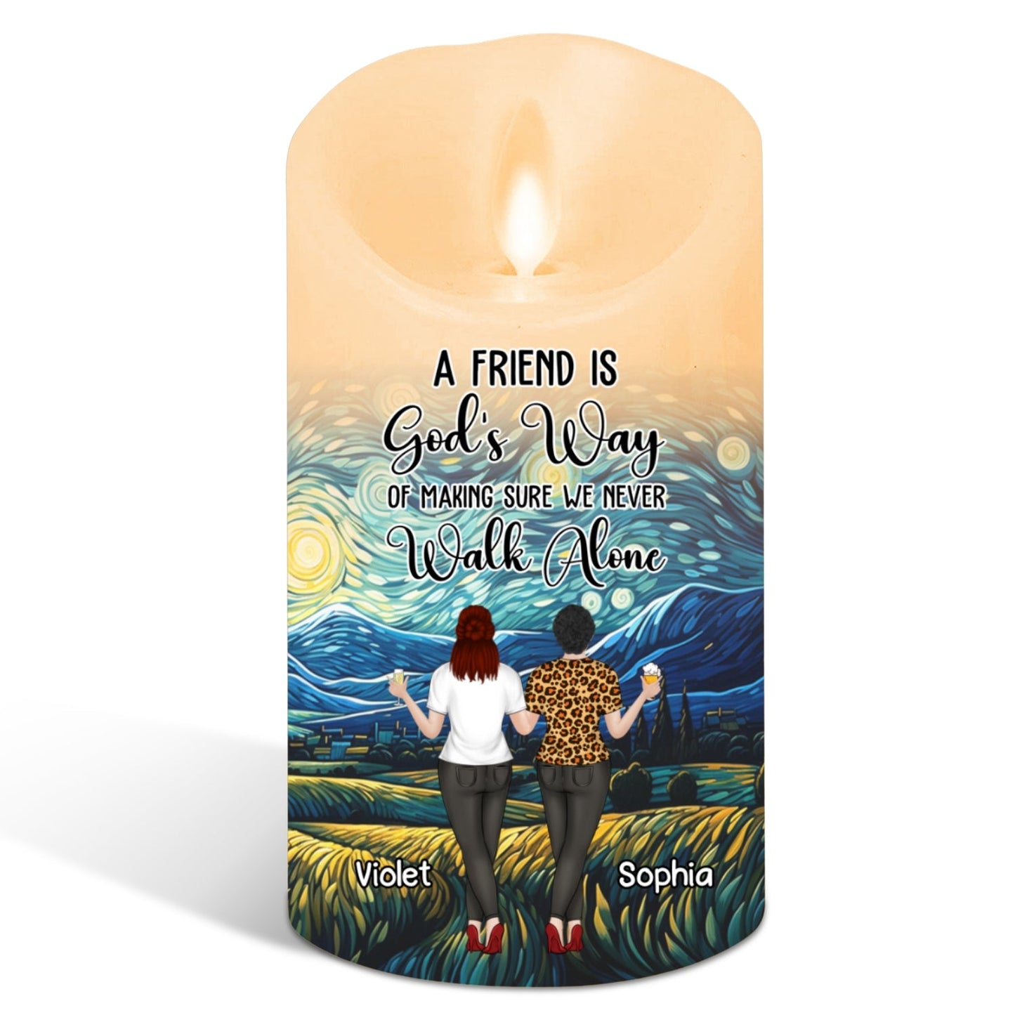Walk Together Friendship - Personalized Custom LED Candle