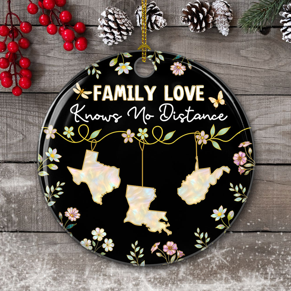Family Love Knows No Distance Mother Of Pearl 2 - Personalized Custom Ceramic Ornament