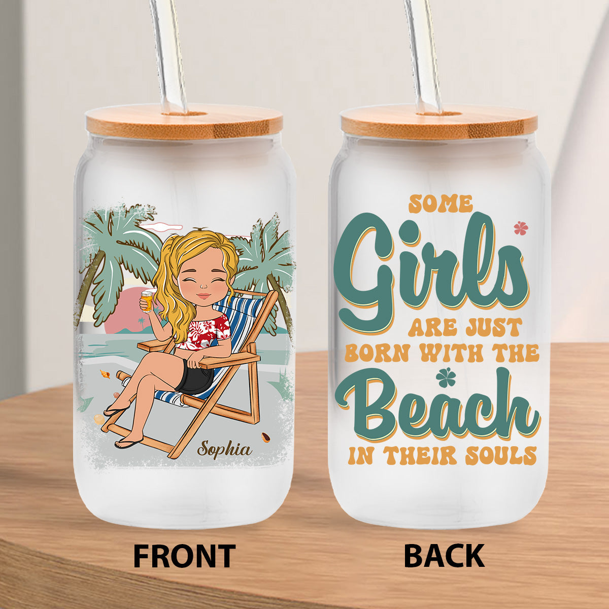 Just A Girl Who Loves Beaches - Personalized Custom Glass Can