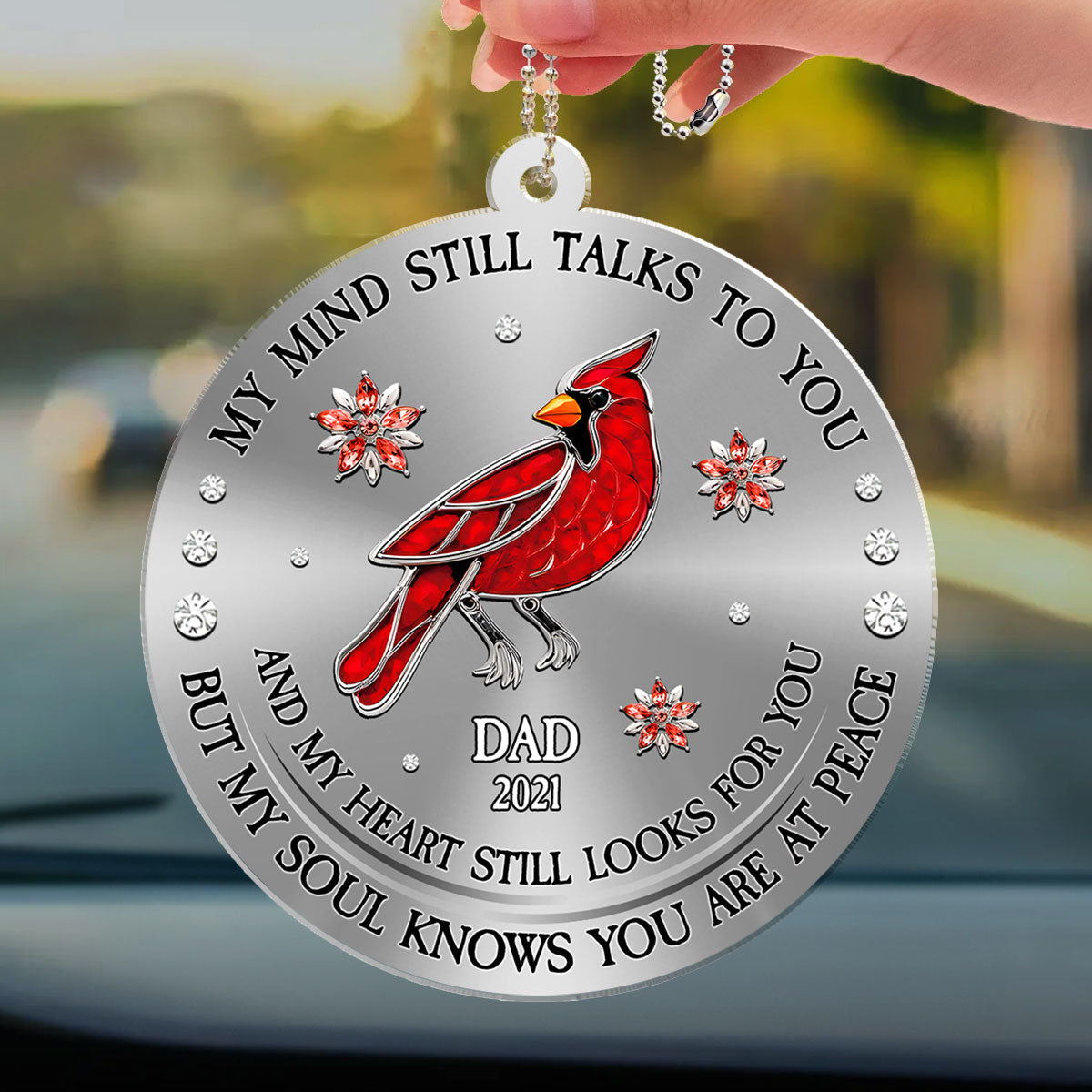 Cardinal Hummingbird My Mind My Heart My Soul Ver 2 - Personalized Custom Car Ornament
