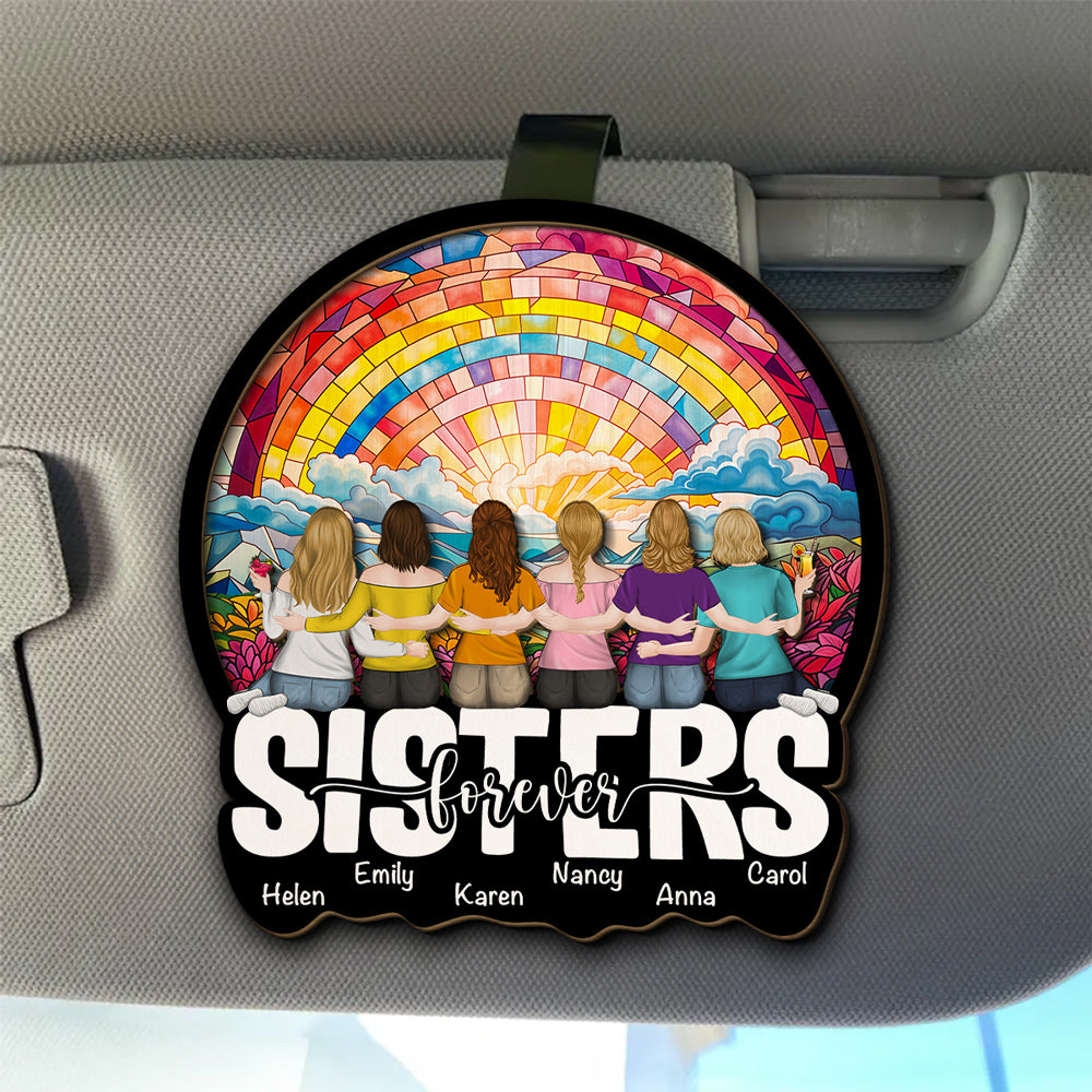 Besties Sitting Together Version 2 - Personalized Custom Car Visor Clip