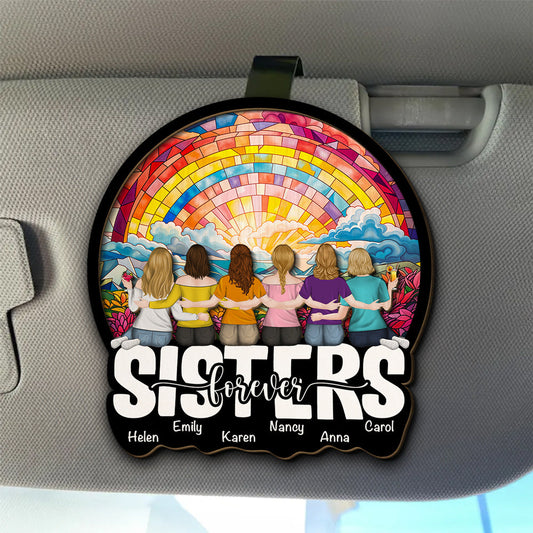 Besties Sitting Together Version 2 - Personalized Custom Car Visor Clip