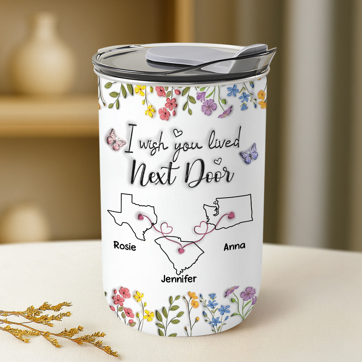 I Wish We Lived Closer Floral Version - Personalized Custom 10oz Tumbler