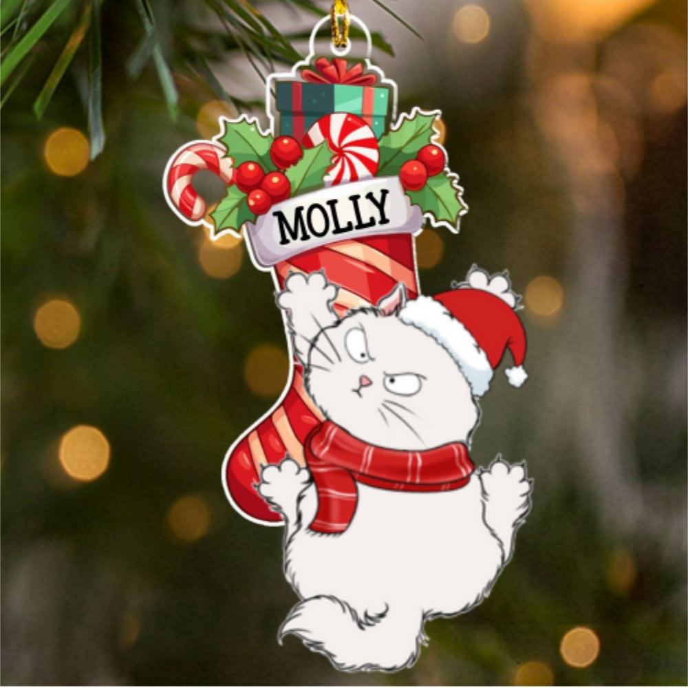 Cat Scratching - Personalized Custom Acrylic Ornament