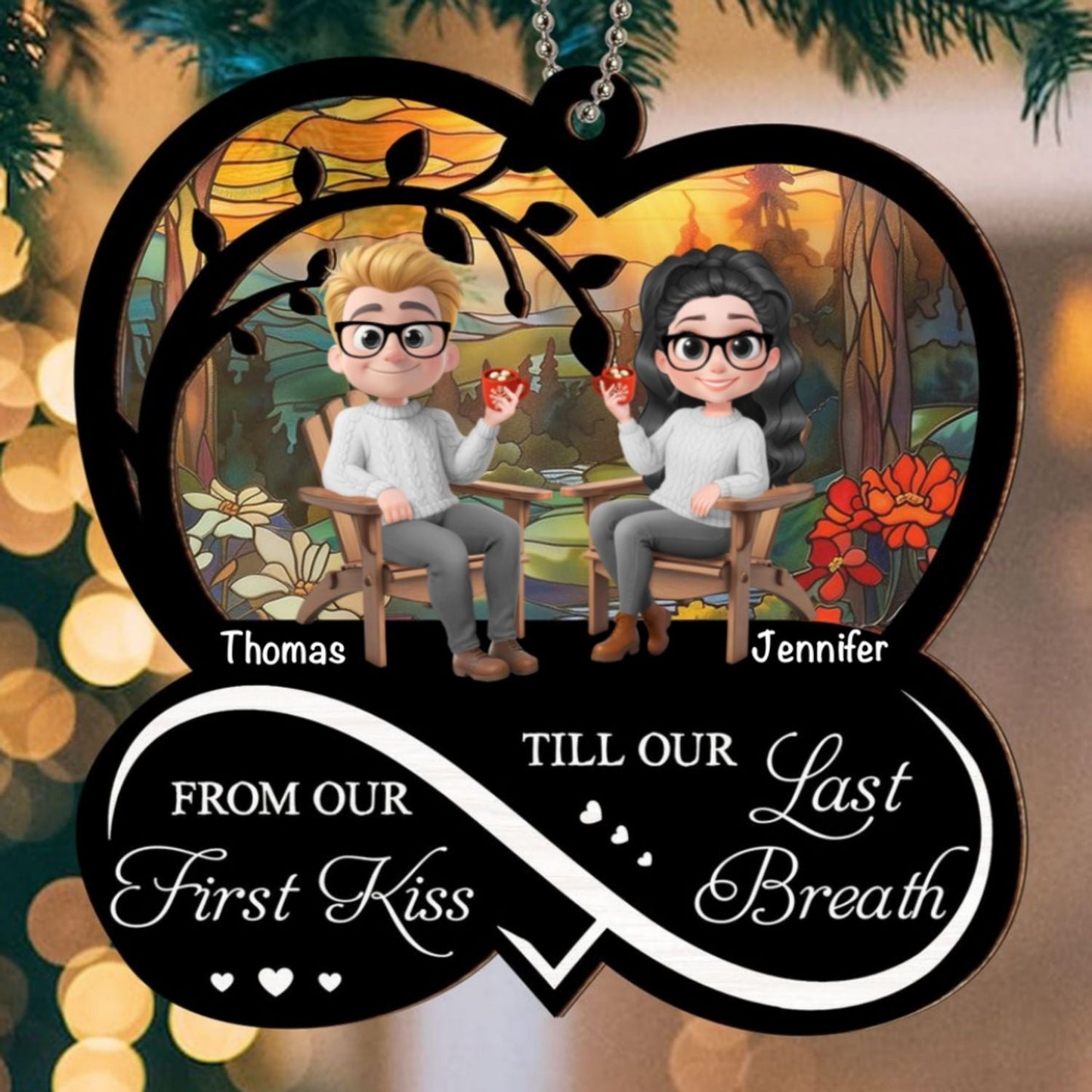 From You And Me First Kiss - Personalized Custom Suncatcher Ornament